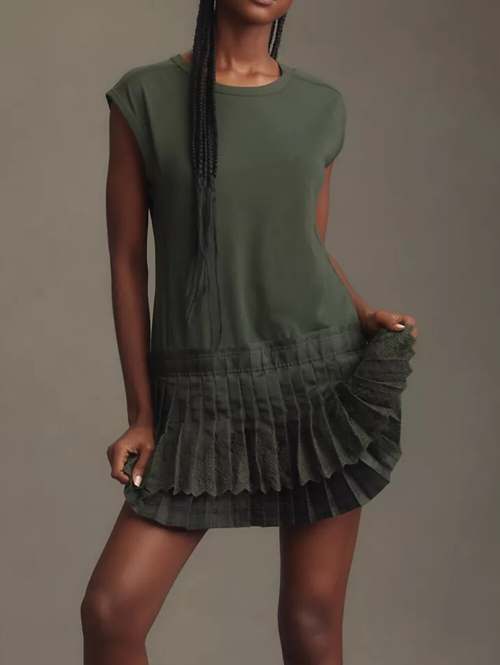 Daily Practice by Anthropologie Solid Set Mini Dress in dark green Size XL